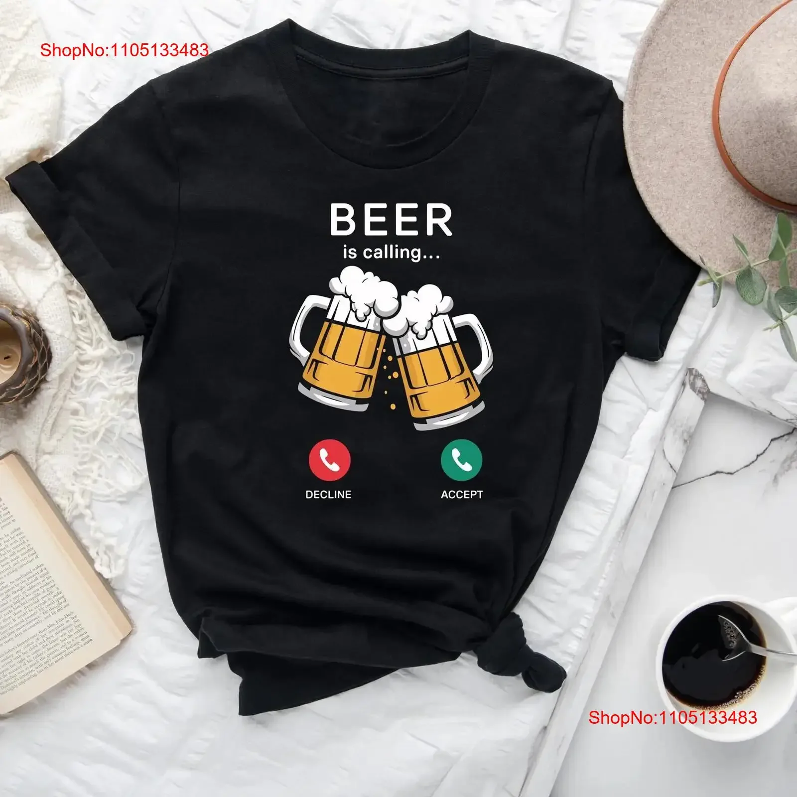 

Beer is calling black t shirt vintage Washed Top For Everyday Wear homme Stretched Unisex fashion Comfortable Stylish Slightly