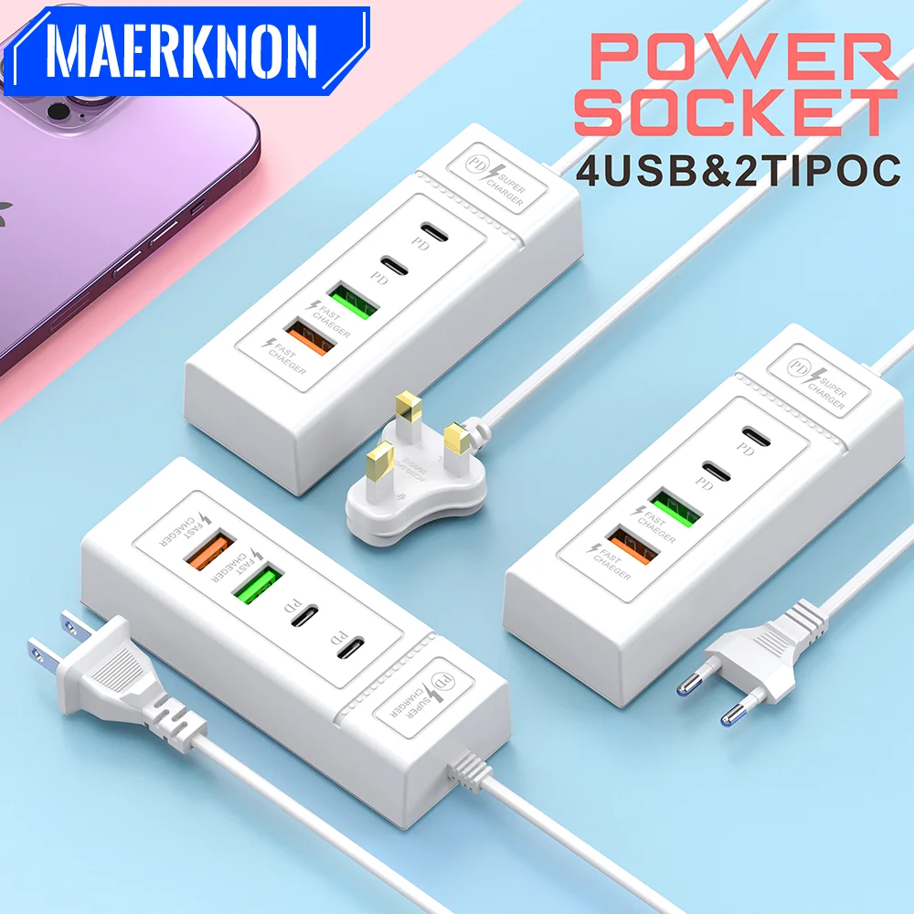 3.1A 4 Ports USB Travel Charger Fast Charging PD Wall Charger For iPhone 14 13 Samsung Xiaomi Mobile EU/US Plug Charging Adapter