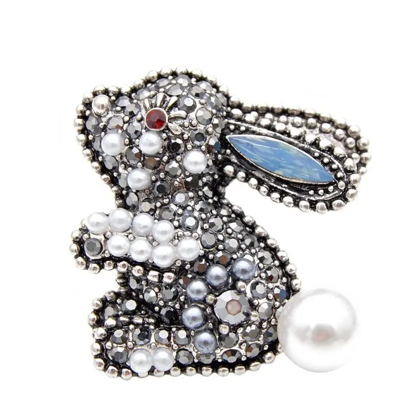 CINDY XIANG New Arrival 2 Colors Choose Rhinestone Rabbit Brooches For Women Kids Pins Cute Carton Style Bonny Good Gift