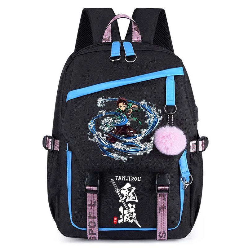 Demon Slayer Schoolbag Anime Characters Nezuko Zenitsu Giyu Tomioka Backpack  Muichiro Tokito Laptop Backpack Student Book Bag view 6