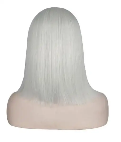 Short Bob Wig Straight Sliver White Blonde Cosplay Party Costume High Temperature Fiber Synthetic Hair Wigs