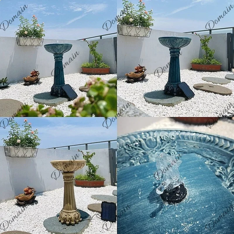 BJ Fountain Outdoor Courtyard Villa Garden Decoration French Circular Small Water View Bird Bath