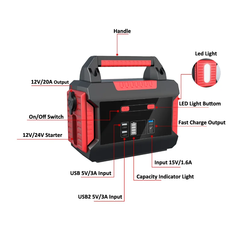 12V/24V Multi-Function Car Jump Starter Power Bank Portable Car Starter With Led Light USB