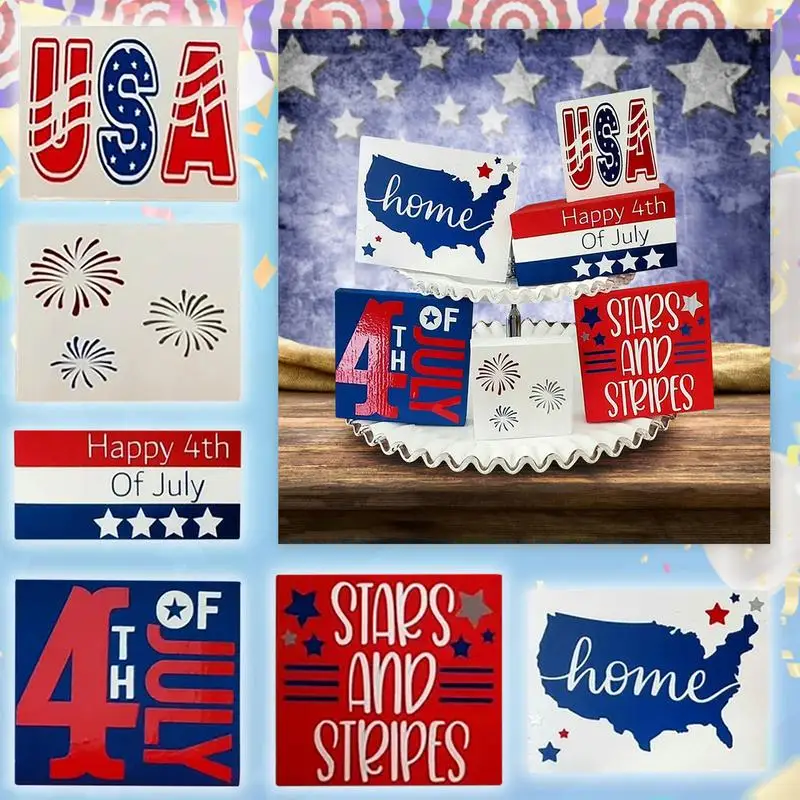 Creative Independence Day Decorations Home July 4th Independence Day Decorations Blocks PVC Foam Board Tiered Tray Ornaments