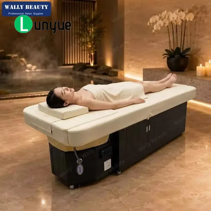 Electric Reclining Facial Bed with Hydrotherapy Foot Basin Japanese Style Scalp Treatment Equipment Waterfall Massage Spa