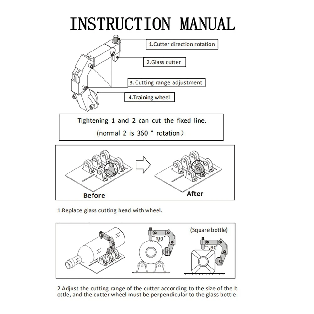 Arc Glass Bottle Cutter DIY Tool Portable Quick Glass Cutting Kit,Square & Round Bottle Cutting Machine with Accessories HOT