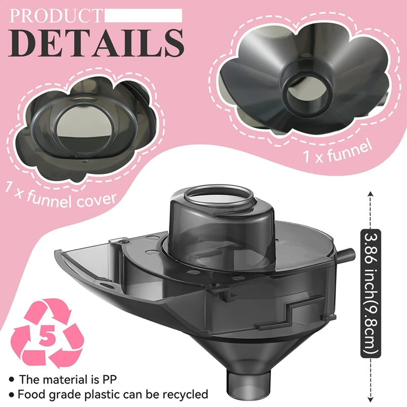 Replacement Funnel for Replacement Parts Funnel and Cover Baby Formula Dispenser 2 Pcs-A09G