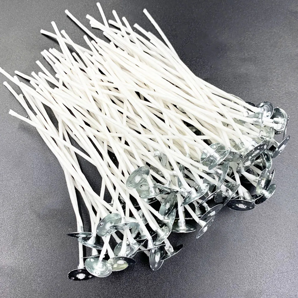 100 قطعة فتائل الشموع 2.5/9/15/20 سنتيمتر الشمع الذي لا يدخن القطن الخالص الأساسية DIY بها بنفسك الشموع صنع الفتيل مشمع مسبقًا أدوات المواد اليدوية