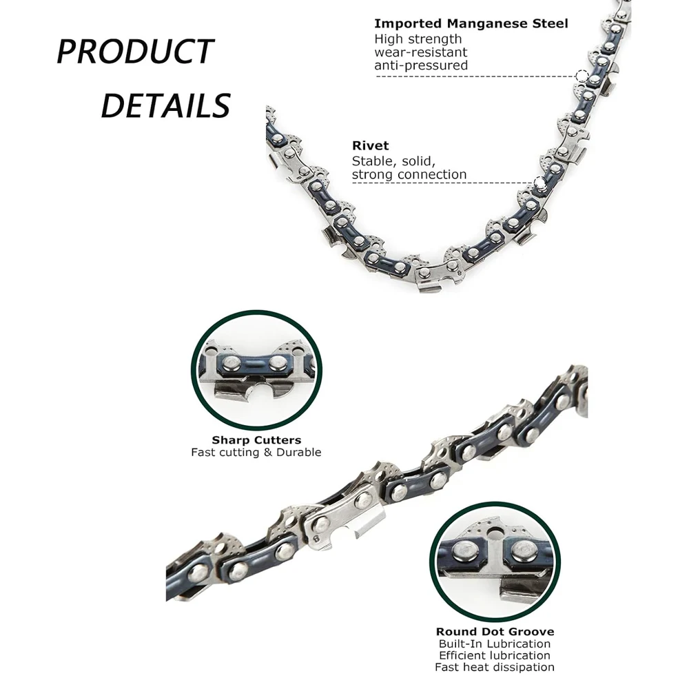 16 بوصة 56 محرك الروابط سلسلة المنشار دليل بار وسلسلة المنشار مجموعة 3/8 "سلسلة الملعب منخفضة ركلة لأدوات النجارة الحرفي