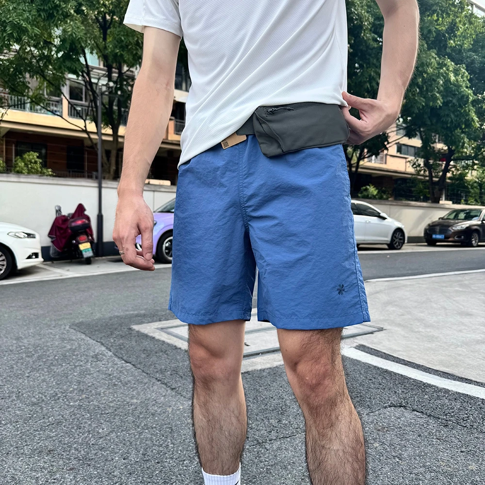 Lightweight Nylon Outdoor Men's Casual Shorts Summer Versatile Sports Commuter Quilted Pattern Standard Fit Elastic Waist