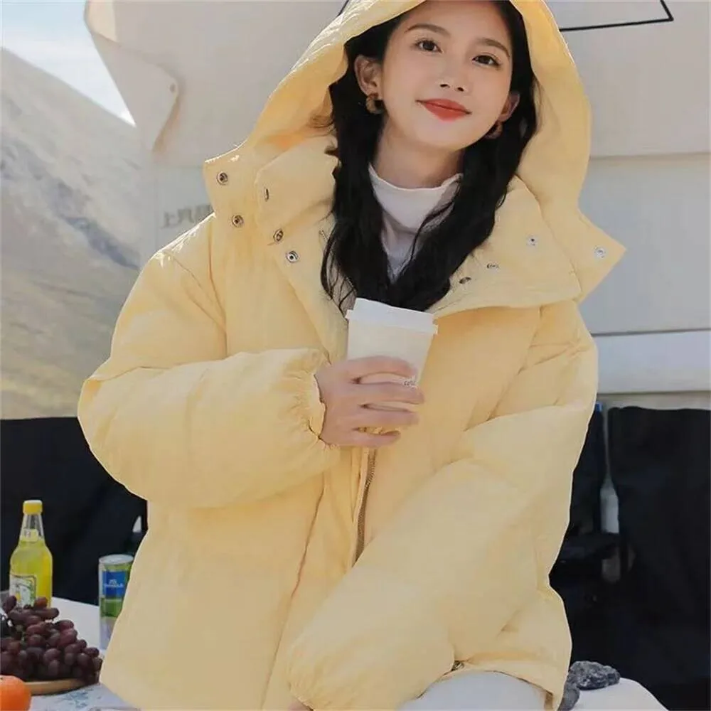 2025 신상 파카 한국산 다운 코튼 재킷 여성 겨울 코트 여학생 패션 후드 파카 오버코트 두꺼운 따뜻한 코트