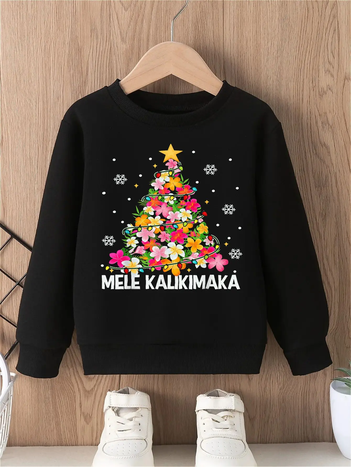 

Printed Hoodie for Girls Cozy, Colorful Christmas Sweater with Vibrant Flower Design Perfect Holiday Celebrations