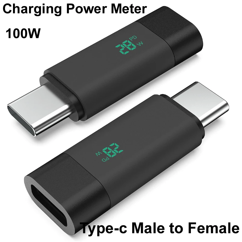100W Charging Power Meter Test Tester Detector LED Digital Display USB Type C 3.1 Male to Type C Female Adapter For USB Type C