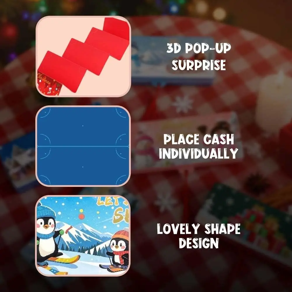 Busta regalo natalizia per contanti di Babbo Natale Albero di Natale con 10 slot Porta banconote pieghevole Porta soldi natalizio