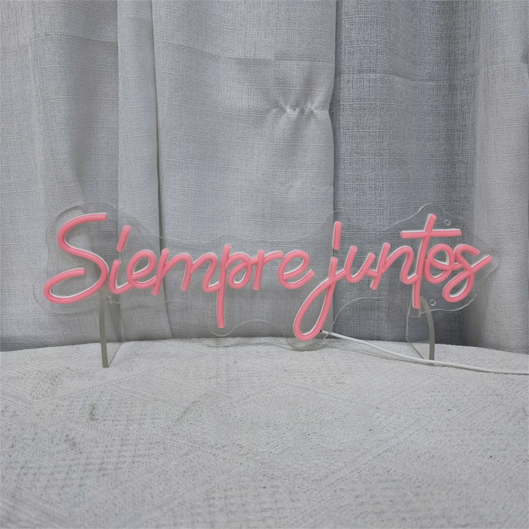 Siempre Juntos النيون الاسباني LED ضوء النيون دائما معًا لحفل زفاف خطوبة ديكور جدران المنزل السنة الجديدة الديكور