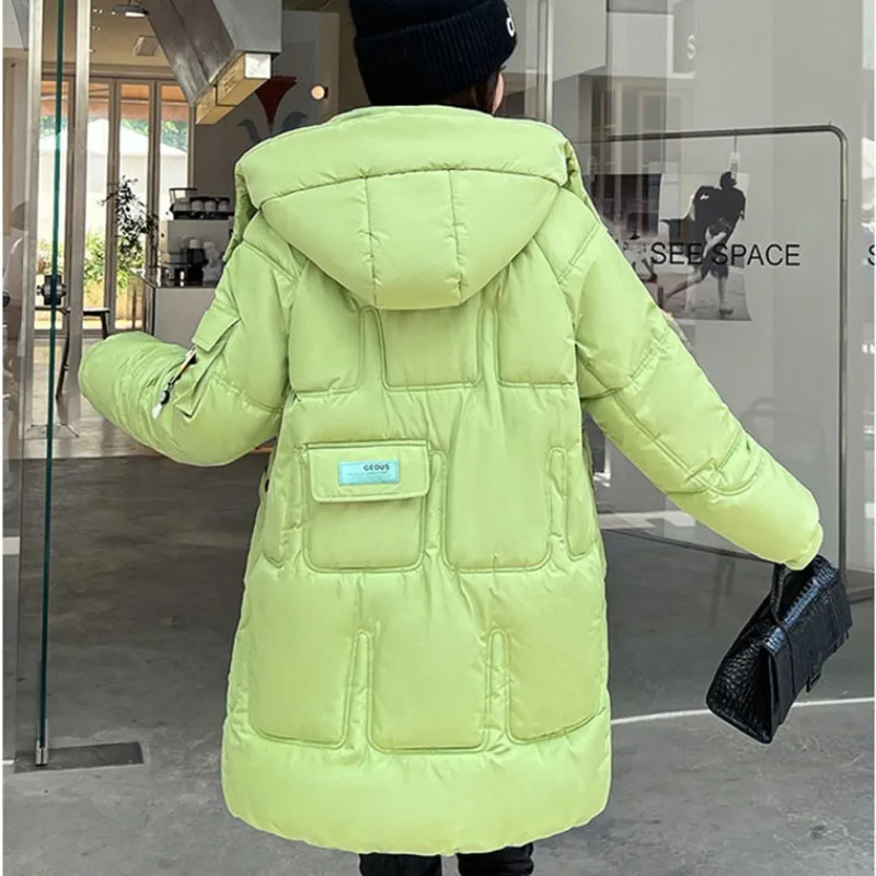 New Women Down Cotton Coat Winter Jacket Female Warm Thick Parkas Mid Length Version Hooded Outwear Loose Large Size Overcoat