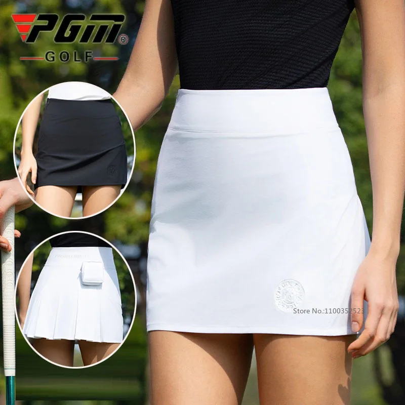 Pgm Women Golf Skirt Summer Waterproof Short Mini Skirt Pleated A-Lined Golf Dress with Small Bag Ladies Casual Skorts