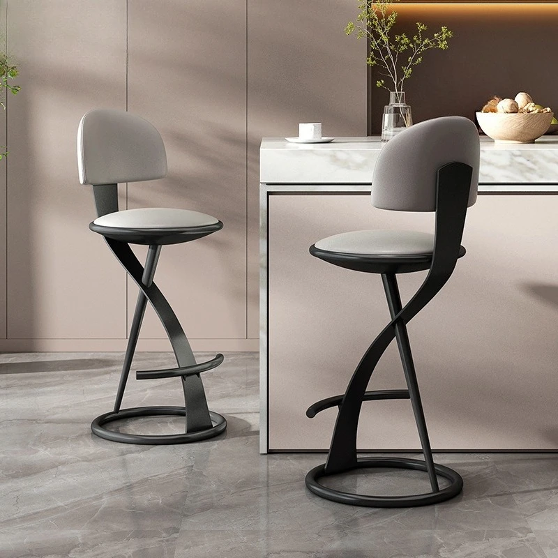 Simple light luxury modern bar chair household high-end island bar chair backrest high stool