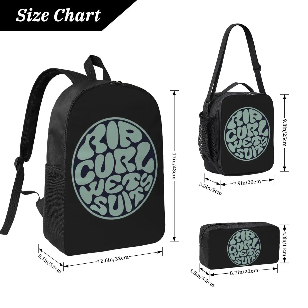 

Rip Curl Logo Backpack Student Boys Girls BookBag School Bag Laptop Shoulder Bags 3ps Insulated Lunch Bag Pencil Case