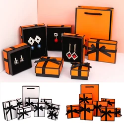 Sieradenverpakking Geschenkdoos Sieradendoos Oorbellen Ketting Armband Container Sieradenhouder Vlinderdas Delicate oranje stijl
