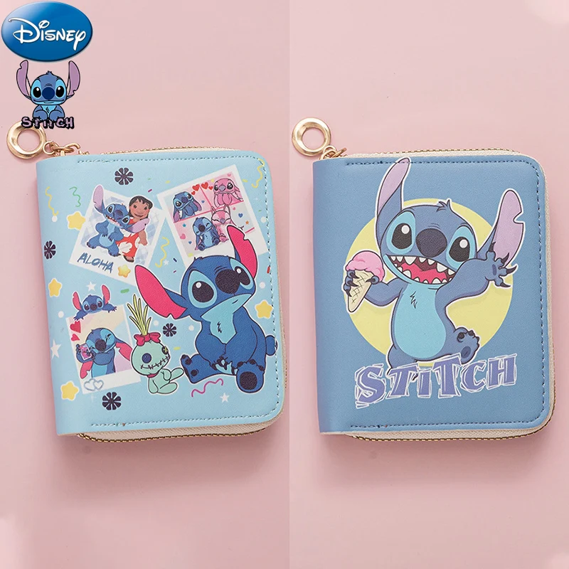 Disney-cartera de Lilo y Stitch para niños, monedero Kawaii, regalo de cumpleaños, bolso de mano de Navidad, regalo de juguete para niñas, venta al por mayor