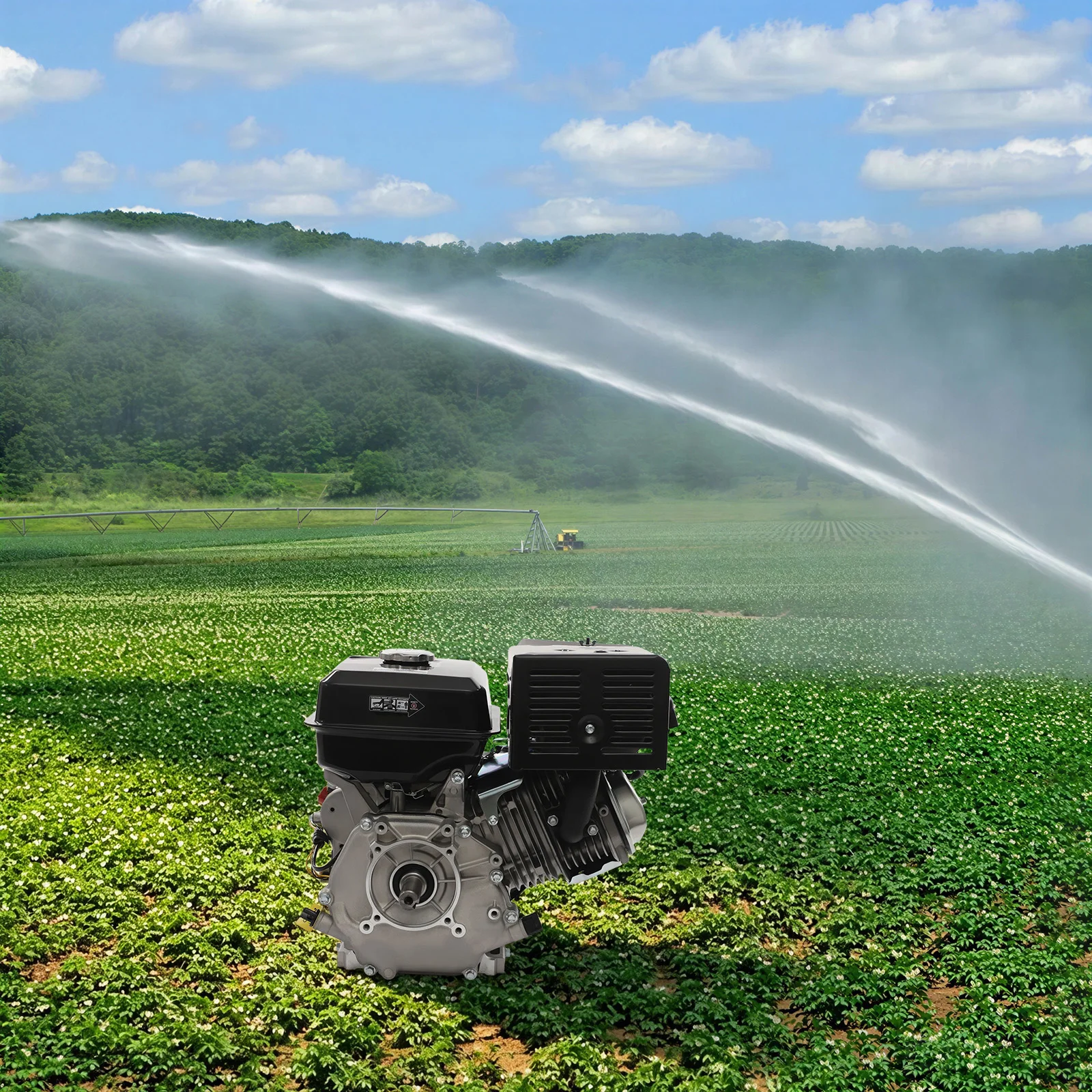 15HP Gas Engine, 4-Stroke Air Cooled Motor with 9700W Power & 3600 RPM, Pull Start Engine for Generator Pump Tiller