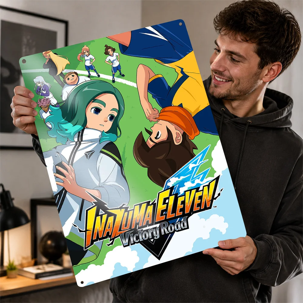 Inazuma Eleven Victory Road Key Art Poster Modern Wall Art Customized Retro Metal Sign for Living Room Bedroom Office Home Decor