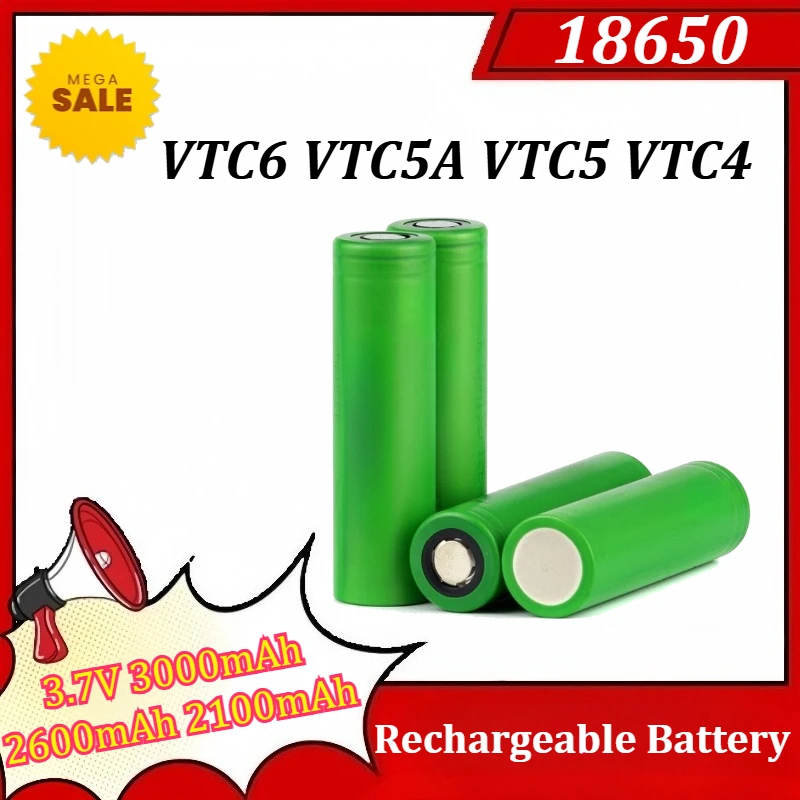 

18650 VTC6 VTC5A VTC5 VTC4 3.7V 3000mAh 2600mAh 2100mAh Rechargeable Battery for Electrical Tools