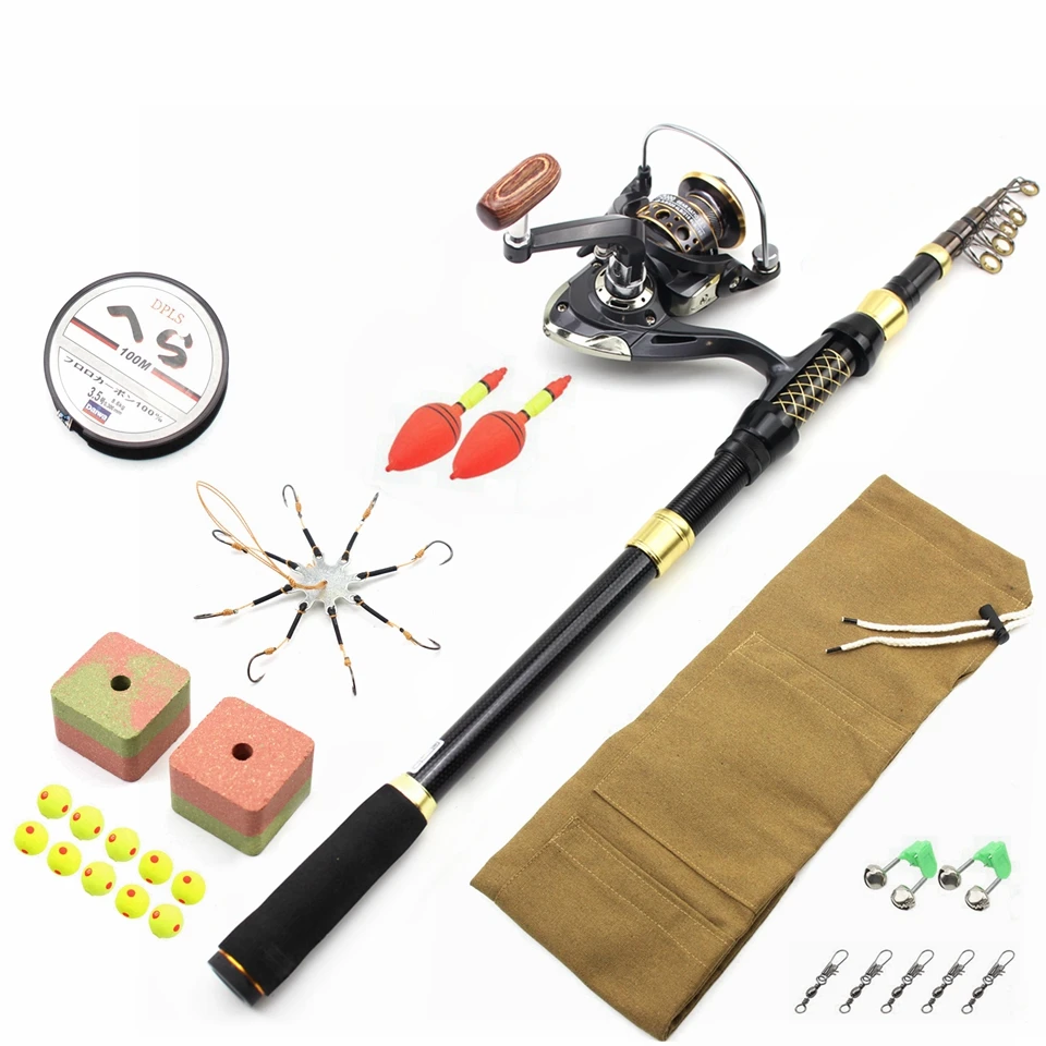 NEW 1.8m 2.1m Travel Carp Fishing Rod Set Spinning Rod and Spinning Reel Lures Line Hook Fishing Tackle Bag Feeder Fishing