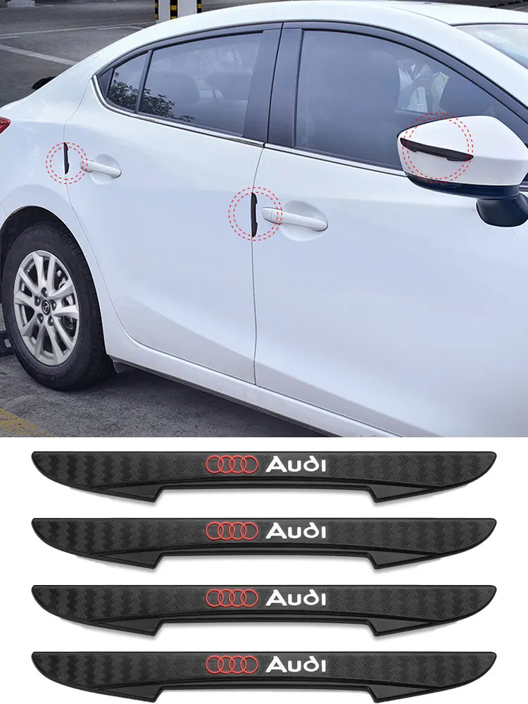 Car Door Edge Anti-collision Protection Strips Rearview Mirror Guards Stickers For Audi S Line Q3 Q5 Q7 RS3 RS4 RS5 A3 A4 B5 B7