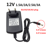 12v Transformer 220v 12v DC Power Supply 12v 2.5a 2a 1.5a Adapter 12v 3a Source UK AU US EU Plug 12 v 3a Switching 5.5*2.5mm