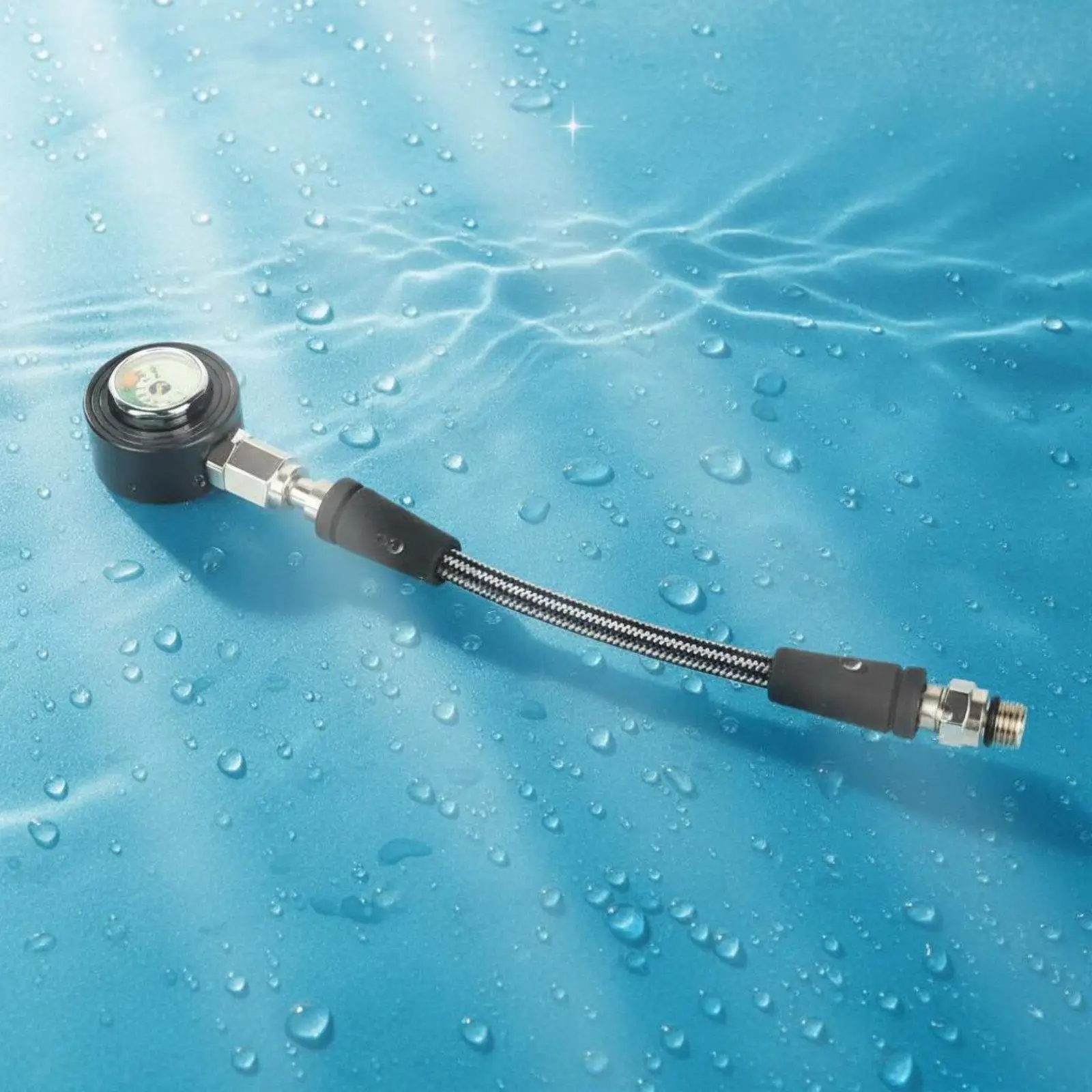 Braided SPG Hose with Gauge 300bar Rated Underwater Cylinder Pressure Gauge