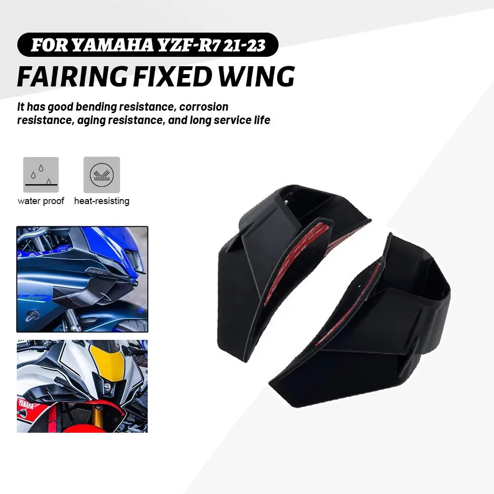Für YAMAHA YZF-R7 YZF R7 Mattschwarze Verkleidung mit Festflügel 2021 2022 2023 Vordere Flügel Spoiler Flügelabdeckung Schutz Blaue Flügel