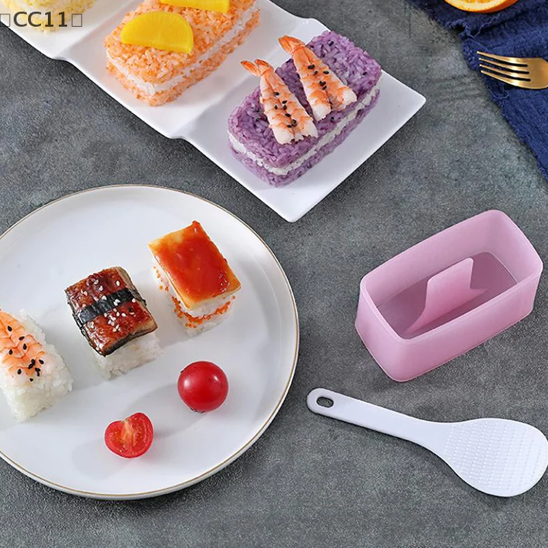 [[CC11] الصحافة الغذاء مستطيلة صانع قوالب السوشي أونيجيري كرة الأرز مجموعة غير عصا السوشي كيت عدد وأدوات المطبخ بينتو اكسسوارات