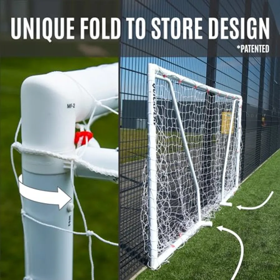 Portería de fútbol QuickPlay Q-Fold, diseño plegable de 30 segundos para una fácil instalación, red portátil para patio trasero, poste de portería resistente a la intemperie