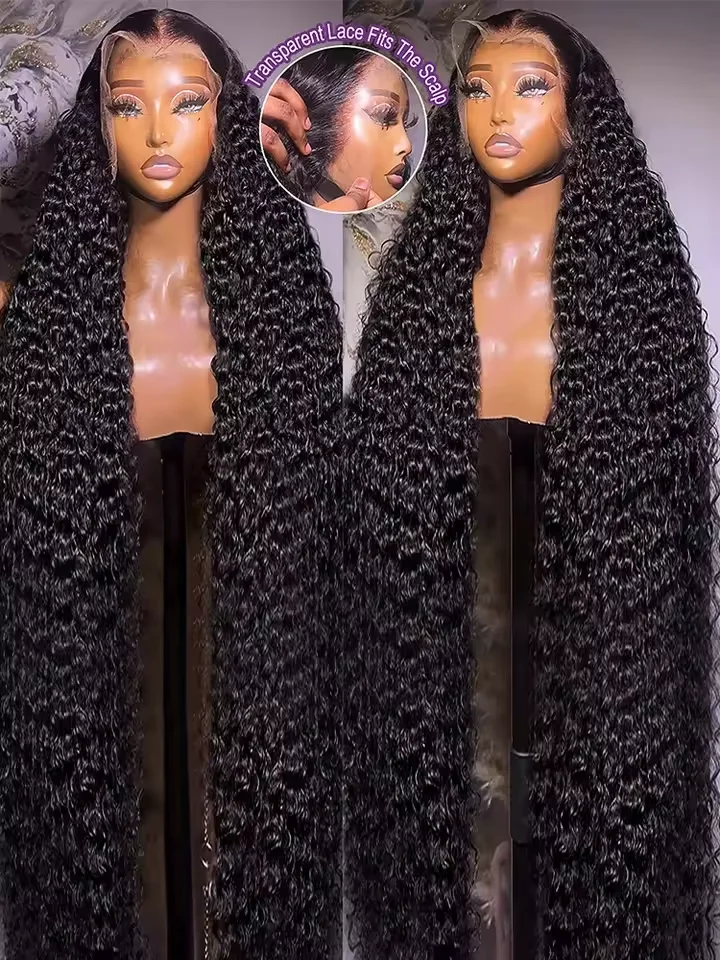 30 inch 13x4 diepe golfkant voorpruiken menselijk haar voor vrouwen HD transparant diep krullend kant frontale pruiken menselijk haar natuurlijke kleur
