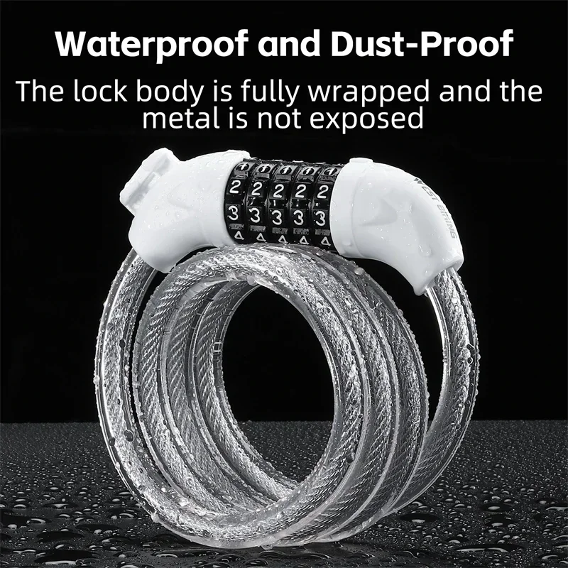 Portable Cable Lock For Road Bike 5 Digits Code Combination Wire Lock MTB E-bike Anti-Theft Cycling Password Lock