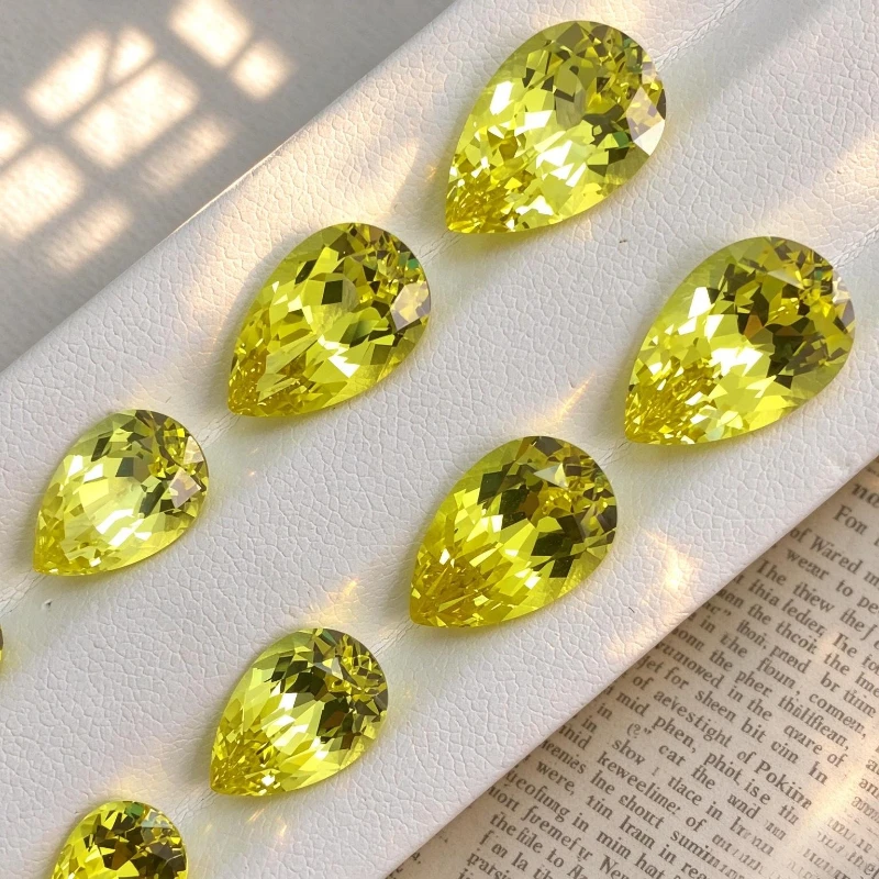 Saphir Künstlicher Edelstein Gelbe Farbe Birnenform für Schmuckherstellung mit Zertifikat – Detail 6