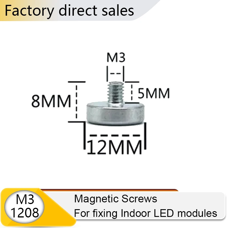 100pcs/lot M3 M4 1208 1313 1317 Magnetic Screws LED Display Screen Dedicated Screws Magnetic Column Brackets External Thread
