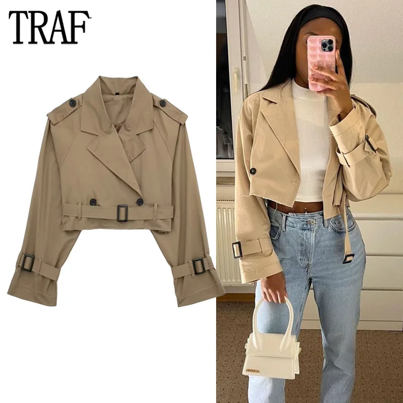 

TRAF 2023 Windbreaker Jacket Woman 8 Color Cropped Jackets for Women Long Sleeve Women's Jacket Streetwear Casual New in Coats