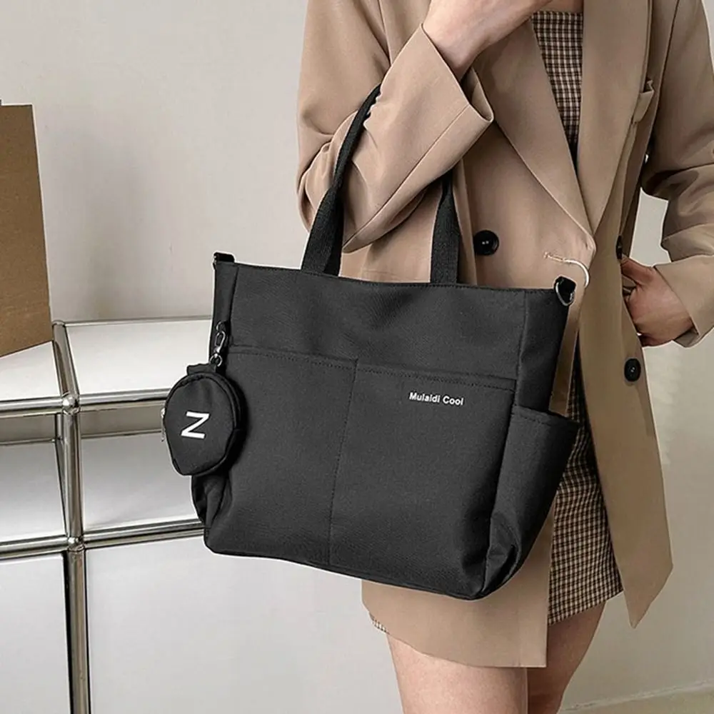 

Large Capacity Oxford Tote Bag Waterproof Lightweight Crossbody Bag Wear Resistant with Round Coin Purse Shoulder Bag for Work