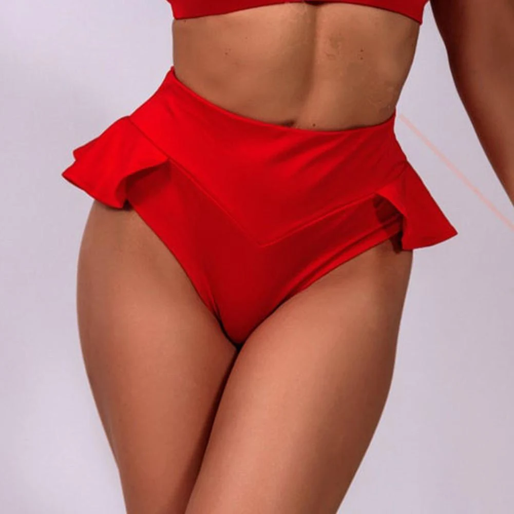 Women Yoga Shorts High Waist Ruffled Pleated Skirt Pants Style Fitness Sports Dance Tight Regular Length Four Seasons