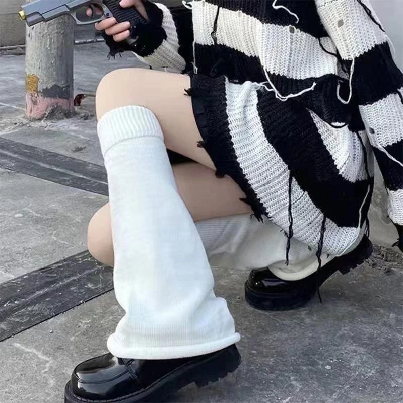 

R1WE JK Socks Leg Warmers Loose Slouch Socks Women Jk Stocking Leg Warmers Punk Gothic Leg Warmer Harajuku Long Socks