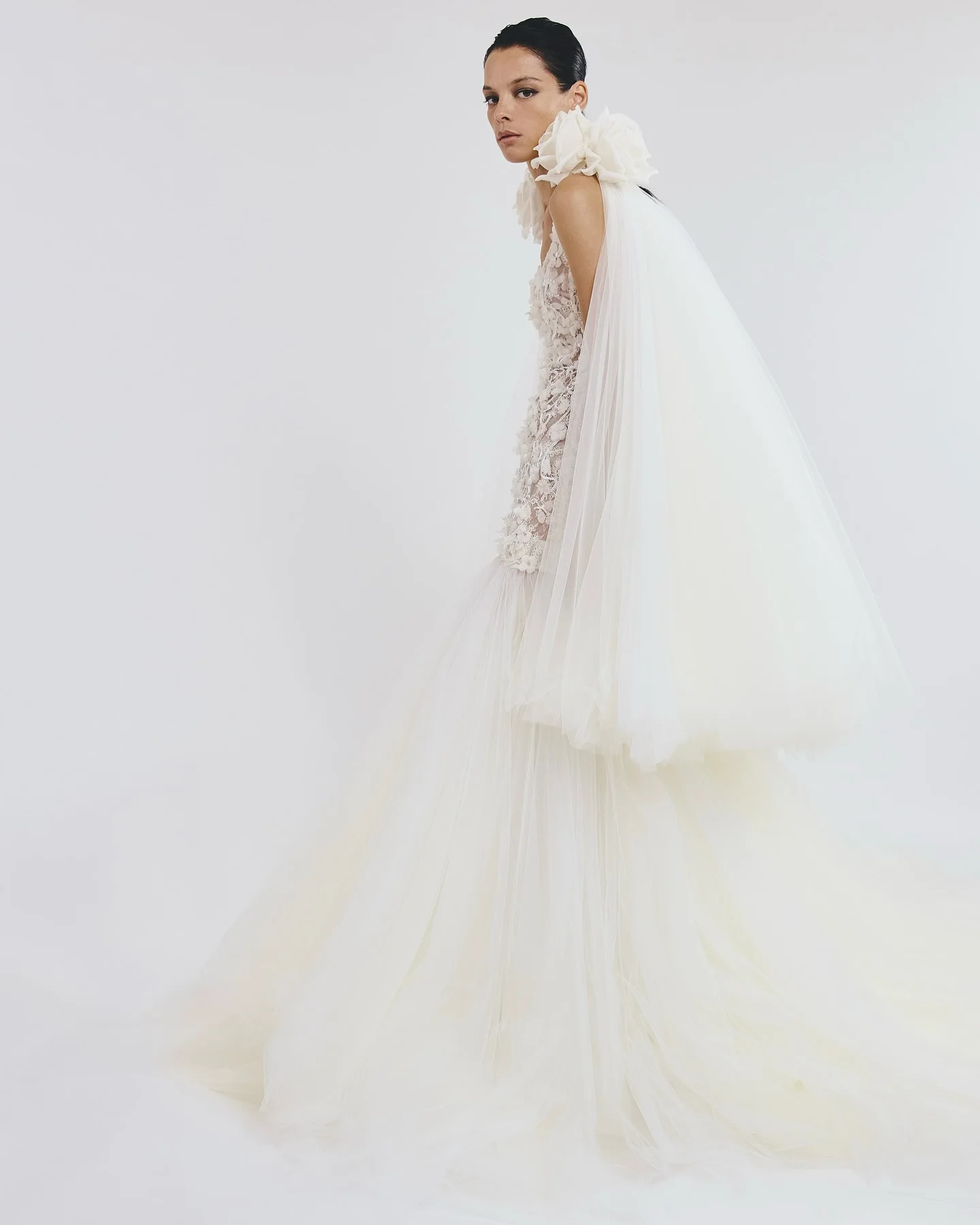 Encantador vestido de novia de tul marfil, Apliques de encaje, vestidos de fiesta de boda florales, sesión de fotos, vestido Formal, vestidos de noche para mujer 2025