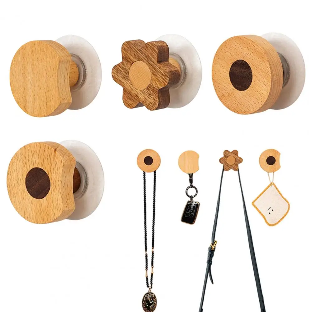 Wooden Hanger for Clothes Heavy Duty Wall Hooks Solid Wood Wall Clothes Hook Beech Cartoon Door Hanger Wall Mount for Coats