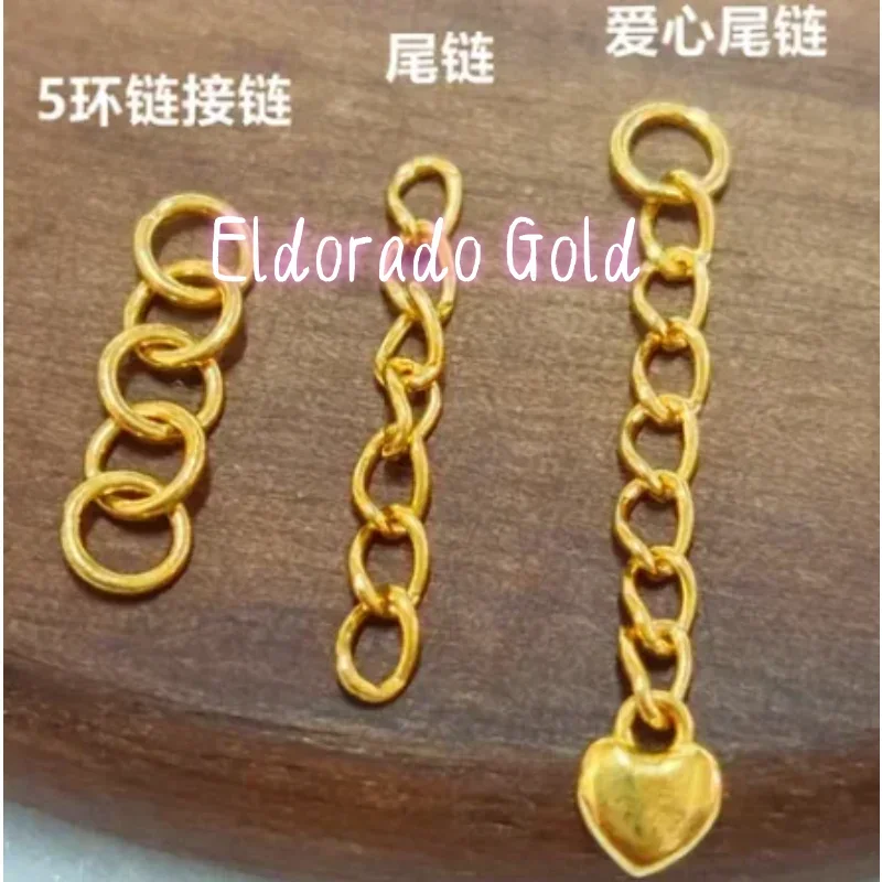Eldorado Gold  24k pure gold jewelry accessories 999 real gold extension chains for bracelet heart shape chain