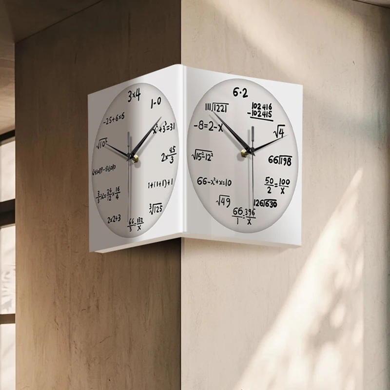 Mathematical Digital Art Double-sided Wall Clock. It is a creative living room lamp and a simple double-sided wall clock
