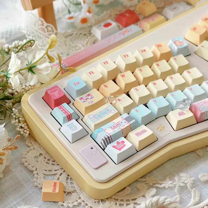 Orange Soda Theme Keycaps Set Customized PBT Sublimation Cherry/FOA Profile Keyboard Cap for Mechanical Keyboard Accessories