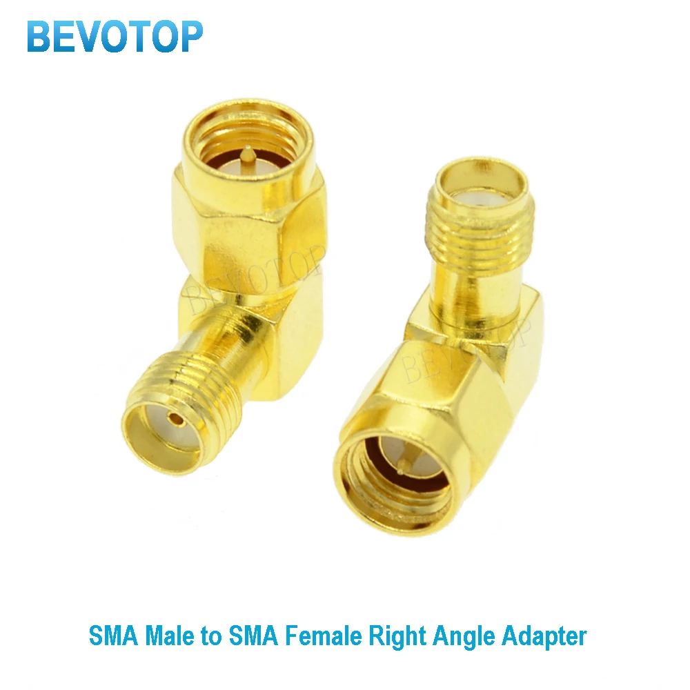 

100PCS/Lot SMA Male Plug To SMA Female Jack Right Angle For WiFi Antenna Raido Antenna SMA to SMA RF Coaxial Adapter Wholesales