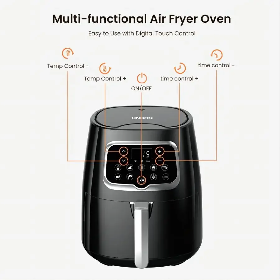 Well Designed air cooker fryer 8 preset recipes digital fryer